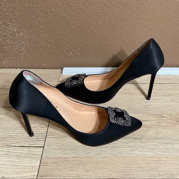 EKS Kricoa Satin High Heel Pumps Black 8 - Picture 11 of 16